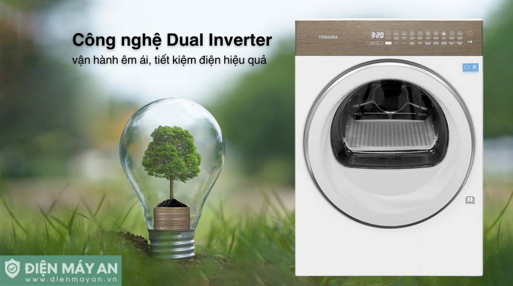 Máy sấy bơm nhiệt Toshiba 8 kg TD-T37BS90HWV(WT)